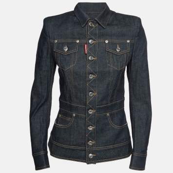 Pre Owned Dsquared2 Blue Denim Tailored Fit Button-Down Jacket S
