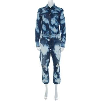 Pre Owned Dsquared2 Indigo Bleached Cotton Denim Jumspsuit M 