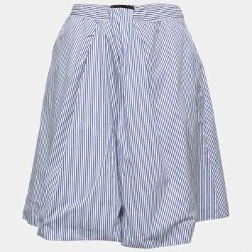 Pre Owned Dsquared2 Blue Striped Cotton Pleated Skirt M