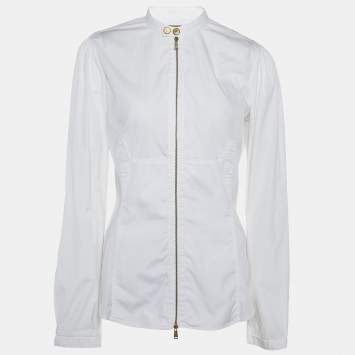 Pre Owned Dsquared2  White Cotton Zip Front Shirt L