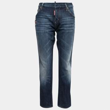 Pre Owned Dsquared2 Blue Distressed Denim Flags Jeans L Waist 33"