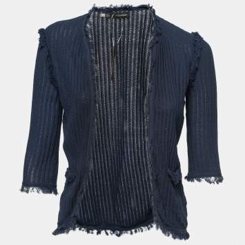 Pre Owned Dsquared2 Navy Blue Knit Open Front Shrug L