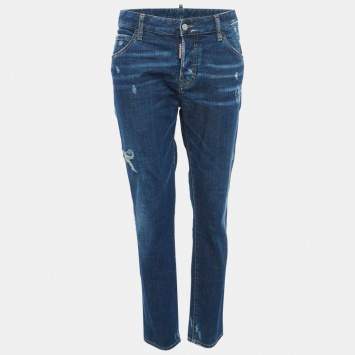 Pre Owned Dsquared2 Blue Distressed Denim Cool Girl Jean M