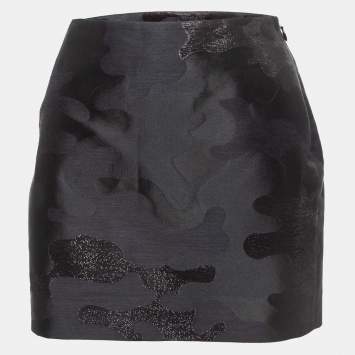 Pre Owned Dsquared2 Black Jacquard Silk Blend Mini Skirt M