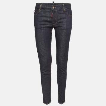 Pre Owned Dsquared2 Navy Blue Denim D Embellished Jeans M Waist 42"