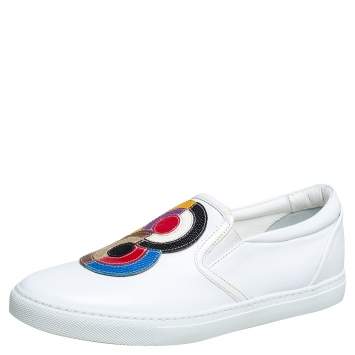 Pre Owned Dsquared2 White Leather Logo Low Top Sneakers Size 40