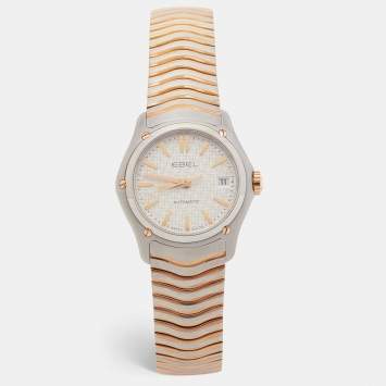 Pre Owned Ebel Silver 18k Rose Gold Stainless Steel Classic Wave 1216086 Women's Wristwatch 27 mm