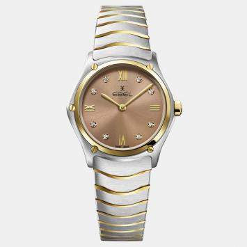 Pre Owned Ebel Brown Stainless Steel Sport Classic 1216556 Quartz Women's Wristwatch 29 mm