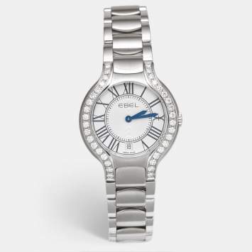 Ebel Silver Dial Stainless Steel Diamond Beluga 1216071 Women's Wristwatch 36.50 mm