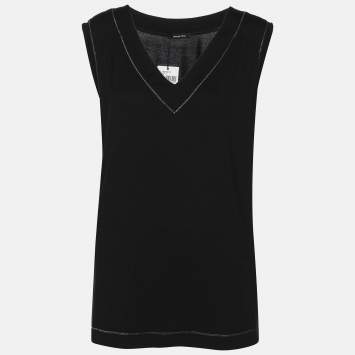 Elena Miro Black Jersey Sleeveless Tops L