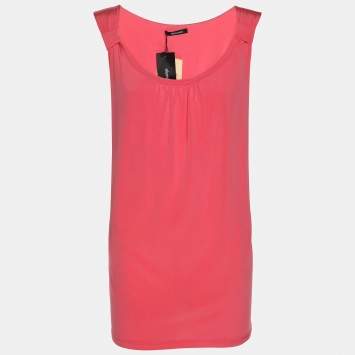 Pre Owned Elena Miro Pink Jersey Sleeveless Top XL