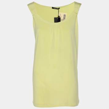 Pre Owned Elena Miro Yellow Jersey Sleeveless Top XL