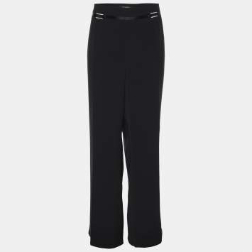 مملوكة مسبقًا Elena Miro Navy Blue Fabric Crystal Embellished Wide Leg Pants XXL