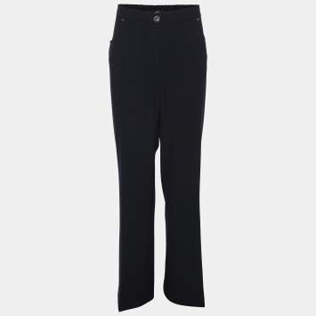Pre Owned Elena Miro Navy Blue Jersey Crystal Embellished Pants XXL