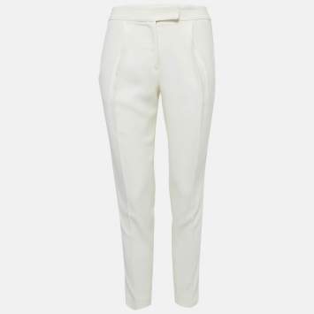 Elie Saab White Side Stripe Crepe Trousers XS