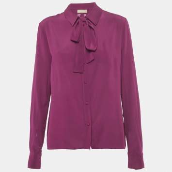 Pre Owned Elie Saab Pink Silk Long Sleeve Shirt M