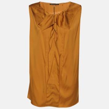 Elie Tahari Yellow Pepper Stretch Silk Andrea Blouse XL
