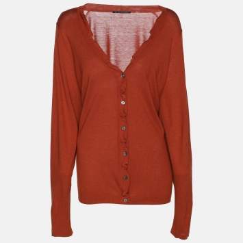 Pre Owned Elie Tahari Bronze Stretch Knit Sammy Long Sleeve Shirt XXL