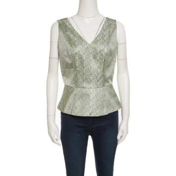 Elie Tahari Multicolor Mini Checkered Sleeveless Peplum Top S