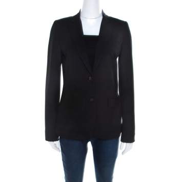 Pre Owned Elie Tahari Black Cotton Blend Classic Fitted Blazer S