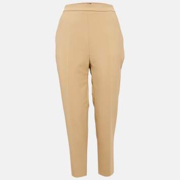 Pre Owned Elisabetta Franchi Brown Crepe Button Detail Trousers M