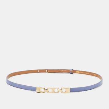 Elisabetta Franchi Purple Faux Leather Slim Belt 42