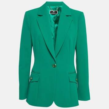 Pre Owned Elisabetta Franchi Green Crepe Single Breasted Blazer L