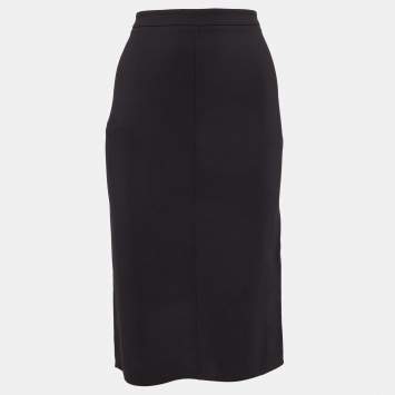 Pre Owned Elisabetta Franchi Black Crepe Pencil Skirt M