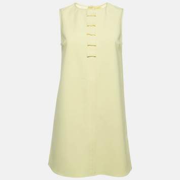 Pre Owned Elisabetta Franchi Yellow Crepe Bow Detail Passepartout Dress S