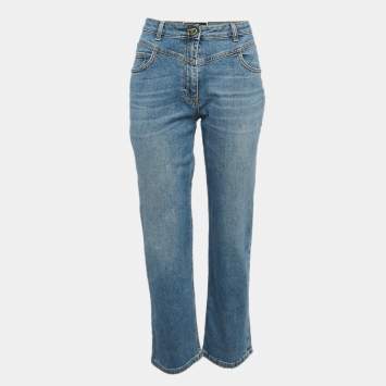 Pre Owned Elisabetta Franchi Blue Washed Denim Loose Fit Jeans M