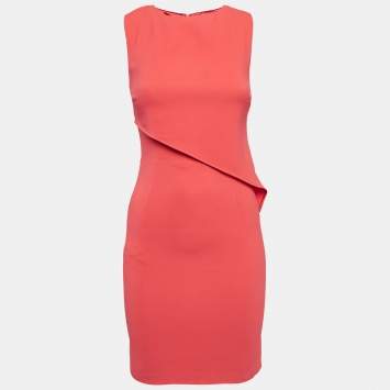 Pre Owned Elisabetta Franchi Red Crepe Sleeveless Mini Dress S
