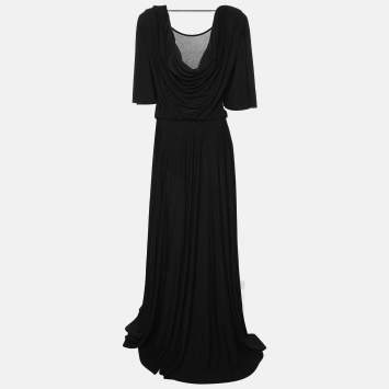 Pre Owned Elisabetta Franchi Black Lurex Knit Dress L
