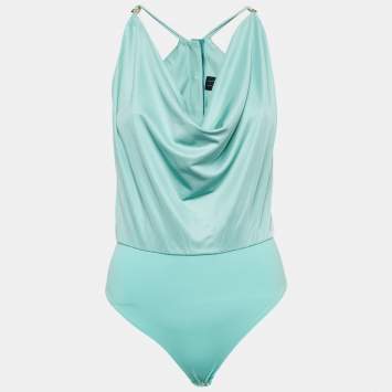Pre Owned Elisabetta Franchi Green Jersey Bodysuit S