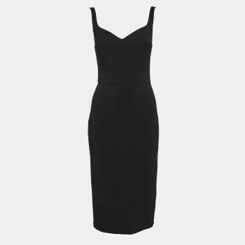 Pre Owned Elisabetta Franchi Black Stretch Crepe Sheath Dress S