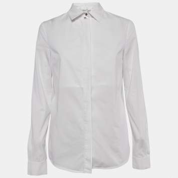 Pre Owned Elisabetta Franchi White Cotton Long Sleeve Shirt M
