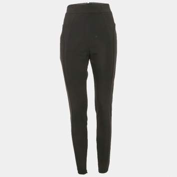 Pre Owned Elisabetta Franchi Black Nylon Leggings L