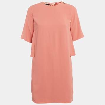 Pre Owned Elisabetta Franchi Peachy Pink Crepe Mini Dress M