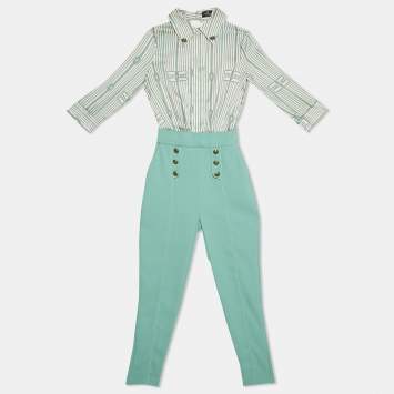 Elisabetta Franchi Blue/White Striped Crepe Detachable Jumpsuit S