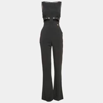 Elisabetta Franchi Black Crepe Sleeveless Jumpsuit M