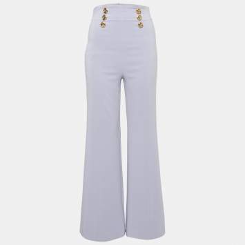 Pre Owned Elisabetta Franchi Lavender Crepe Button Detail Flared Trousers S