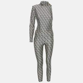 Elisabetta Franchi Monogram Print Jersey Bodysuit and Leggings Set M/L