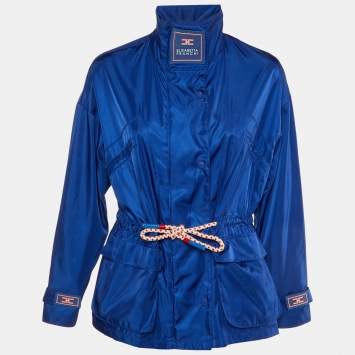 Elisabetta Franchi Blue Zip Up Turtle Neck Jacket S