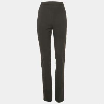 Pre Owned Elisabetta Franchi Black Crepe High Rise Trousers L