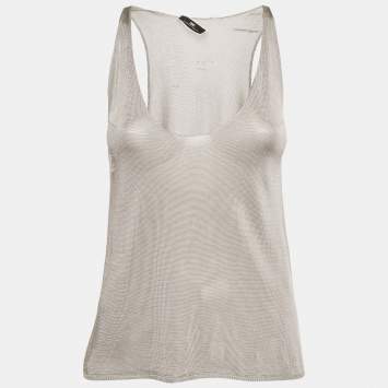 Pre Owned Elisabetta Franchi Grey Rib Knit Tank Top M