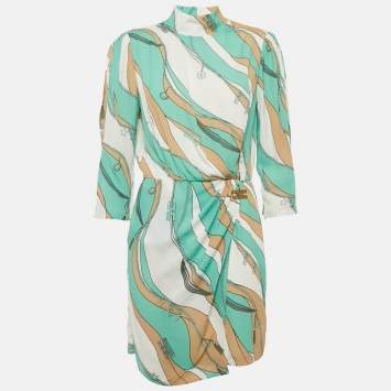 Pre Owned Elisabetta Franchi Multicolor Printed Crepe Mini Dress M