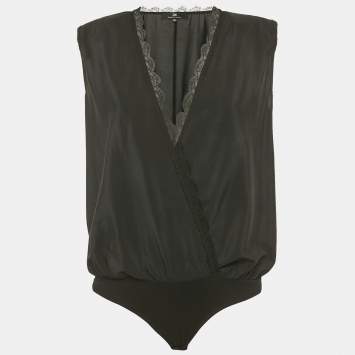 Pre Owned Elisabetta Franchi Silk Sleeveless Bodysuit M