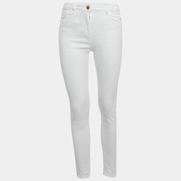 مملوكة مسبقًا Elisabetta Franchi White High Waist Denim Skinny Fit Jeans M Waist 27"