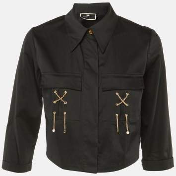 مملوكة مسبقًا جاكيت قصير من القطن بتفاصيل سلسلة أسود مقاس متوسط - إليزابيتا فرانكي