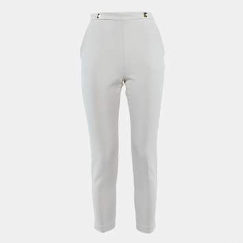 مملوكة مسبقًا Elisabetta Franchi Cream Crepe Tailored Trousers S