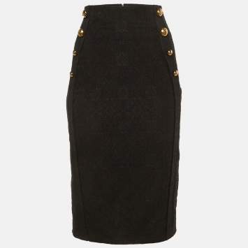 Pre Owned Elisabetta Franchi Black Lace Pencil Skirt S 